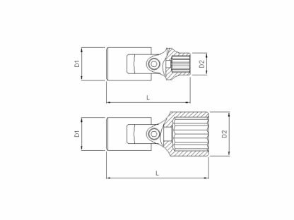 Cardandop 1/4 inch 12-kant 9mm sleutel