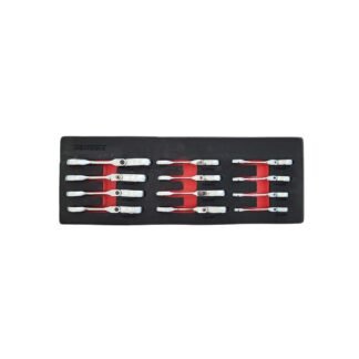 Ratelring-steeksleutelset extra korte 8-19 mm 12-delige set
