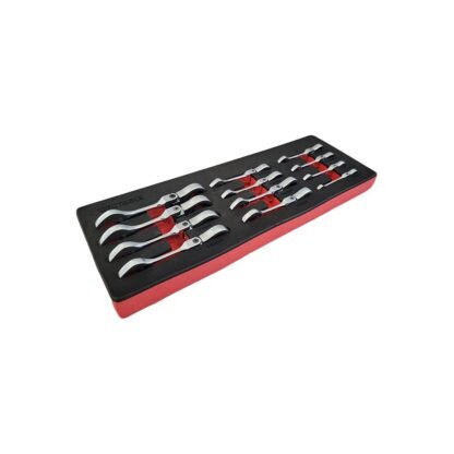 Ratelring-steeksleutelset extra korte 8-19 mm 12-delige set