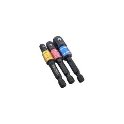 3PC Impact Driver Socket Adaptors Colour Coded